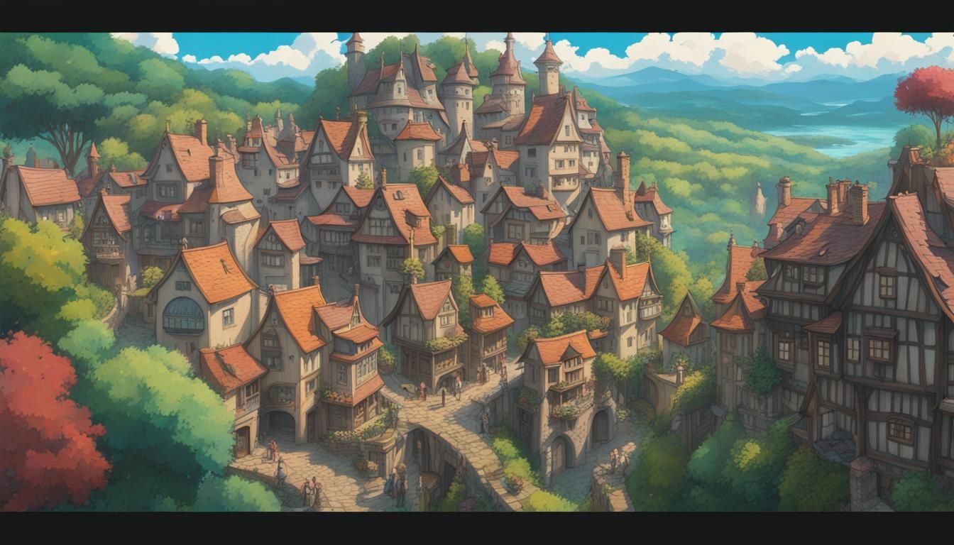 Studio Ghibli Inspired Abstract Town Design