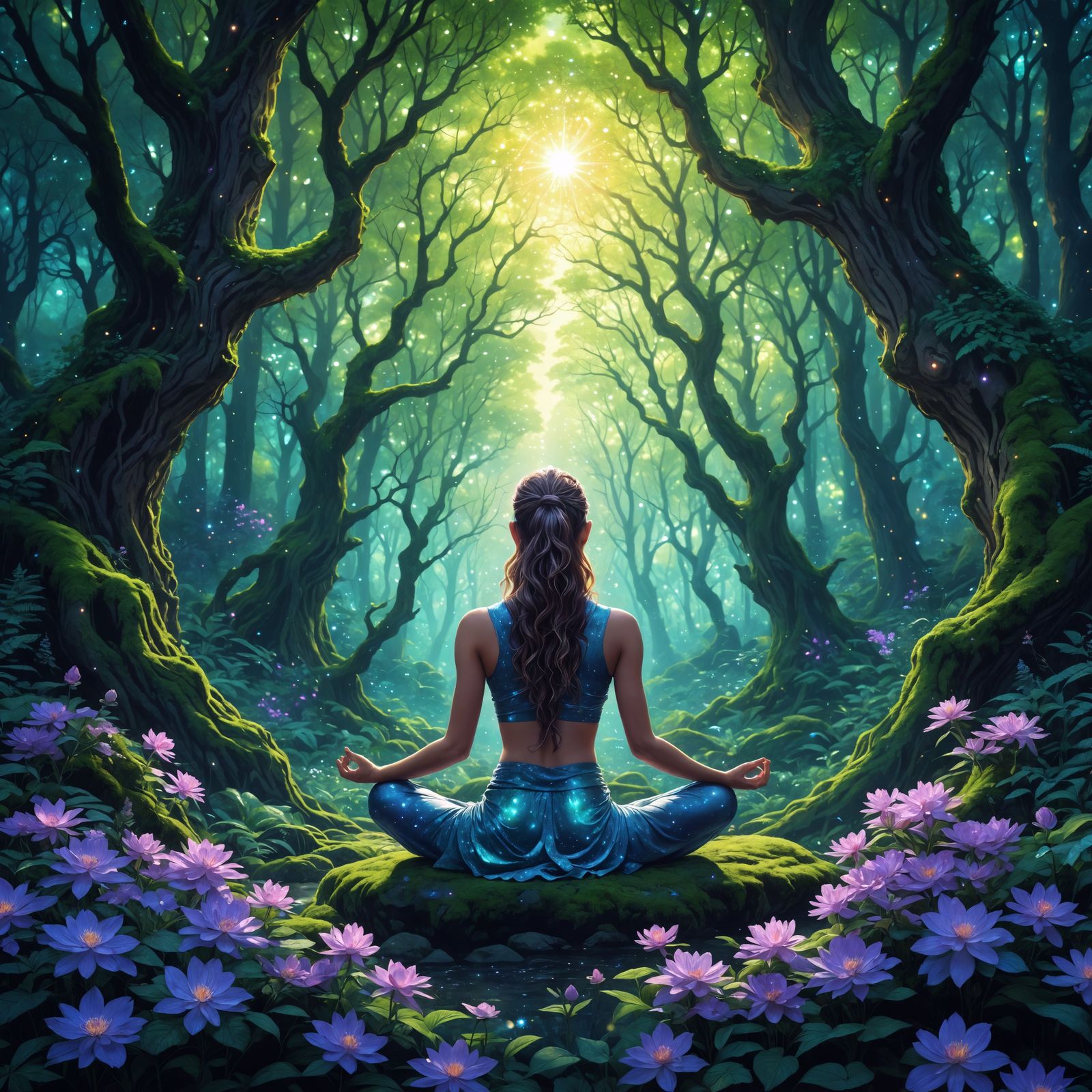 Serene Magical Forest Meditation: Holographic Astral Illustr...