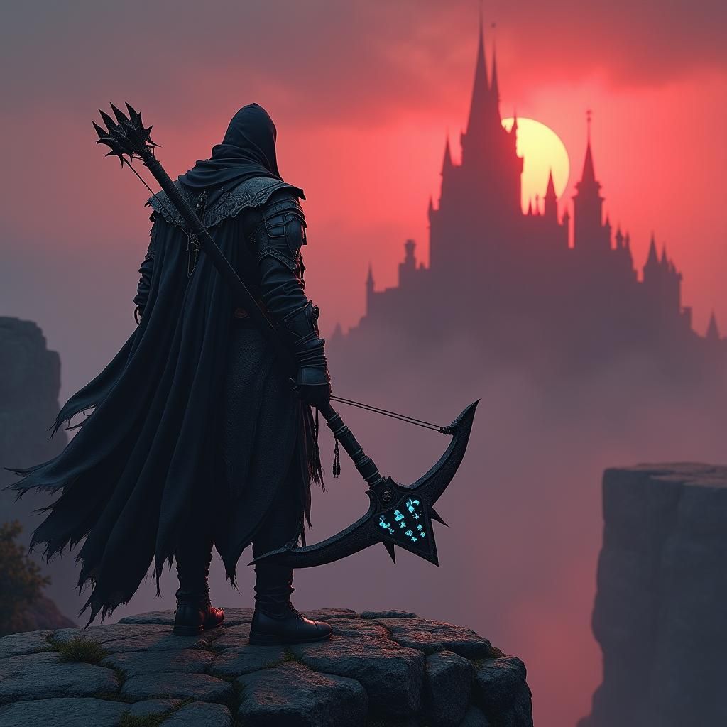 Demon Hunter Overlook in Dark Fantasy Style