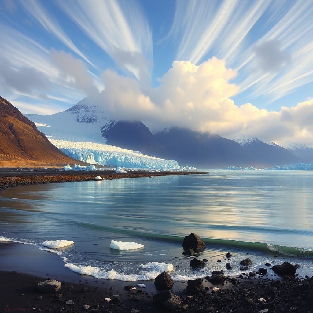 Serenity of Icelandic Shores in a Luminous Paradise