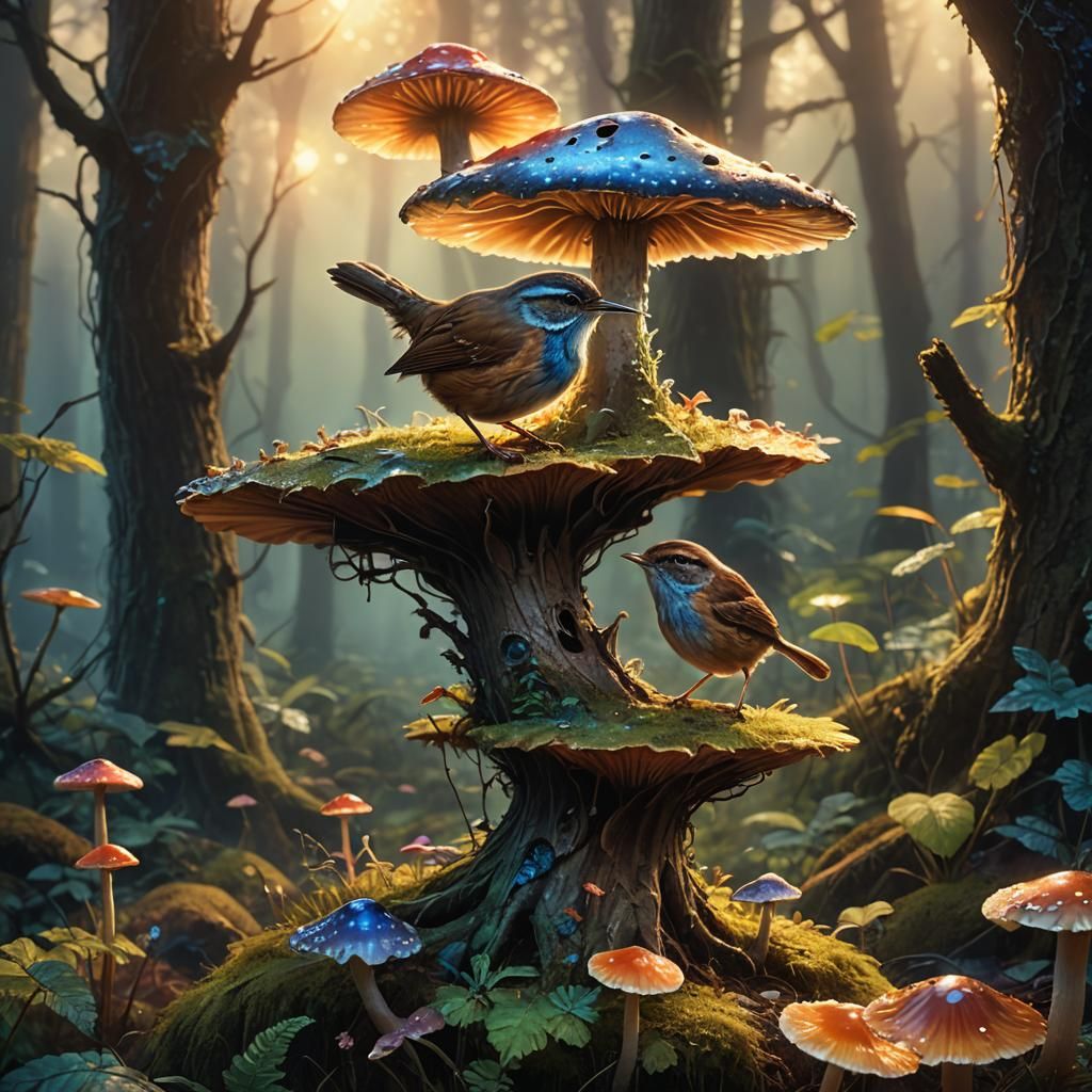 Whimsical Wren Amidst Ethereal Dawn