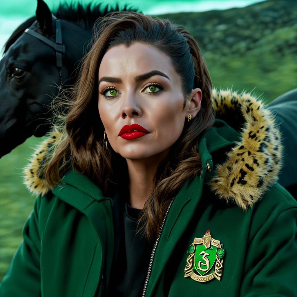 Slytherin Queen on Stallion in Digital Matte Painting