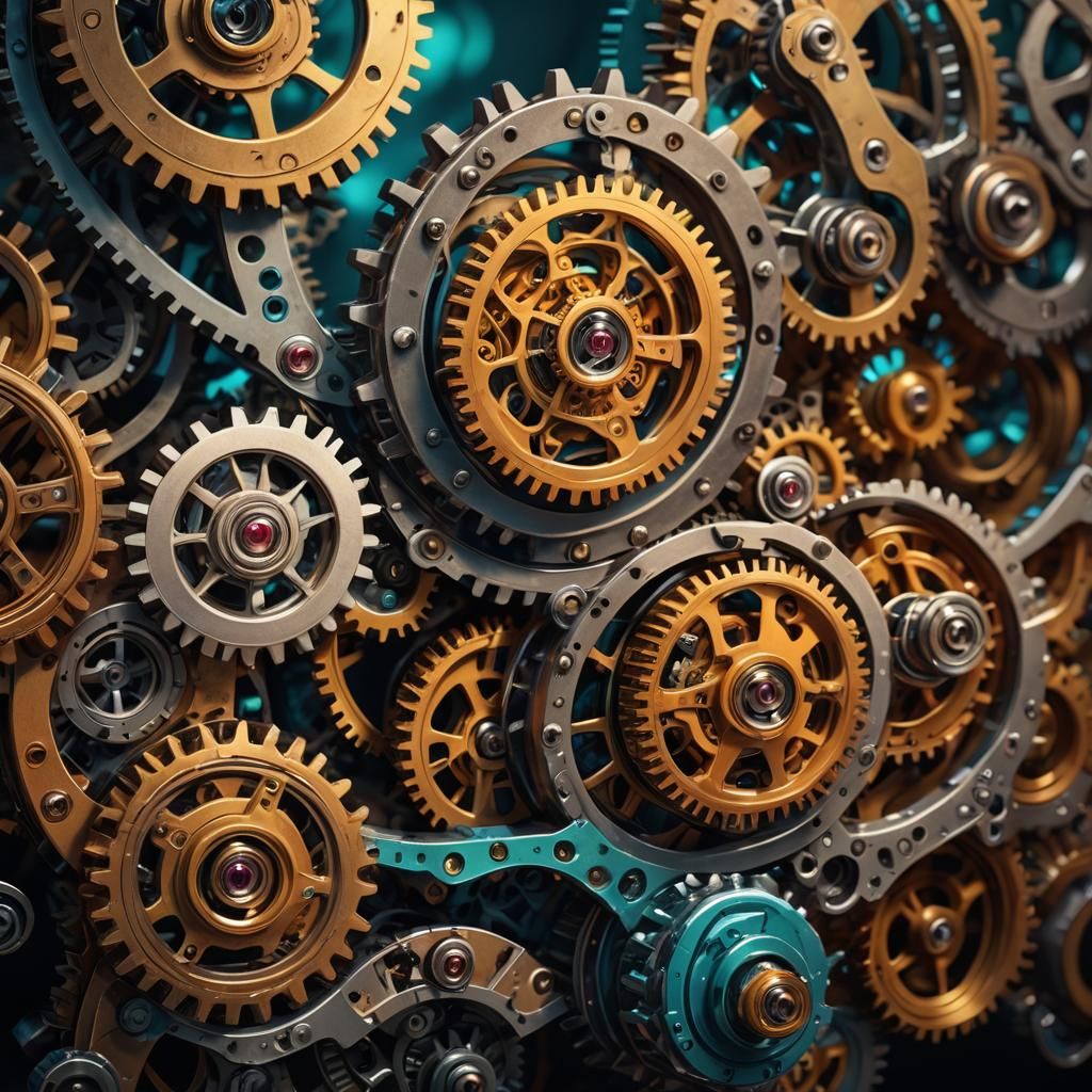 Colorful Gear Creature in Hyper-Realistic Digital Art