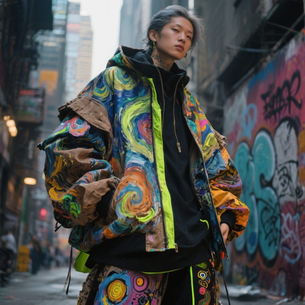 Street Art Meets Post-Impressionism in Fashion Outfit