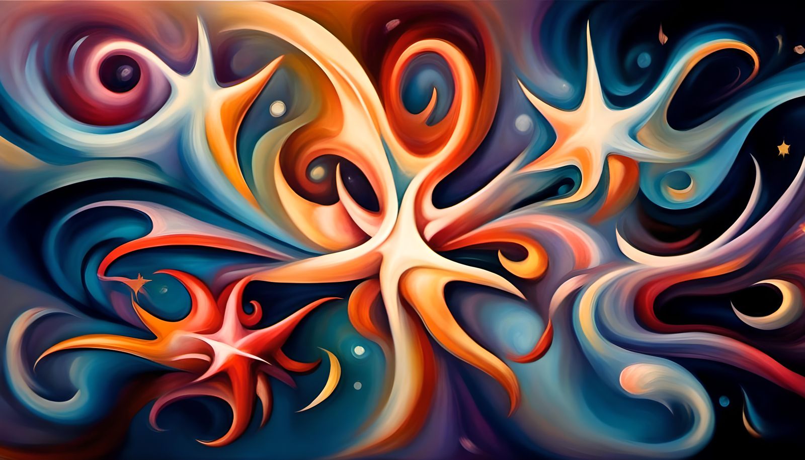 Swirling Star Cluster in Impasto Oil Painting Style