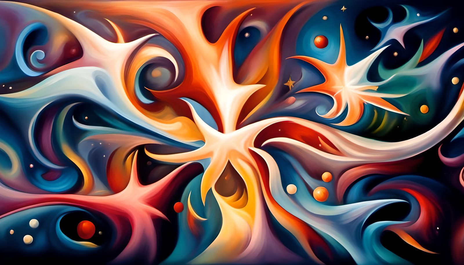 Cosmic Star Dance in Vivid Impasto Oil Painting Style