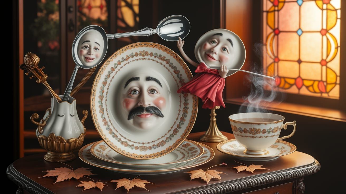 Whimsical Cutlery Dance with Plate Violinist
