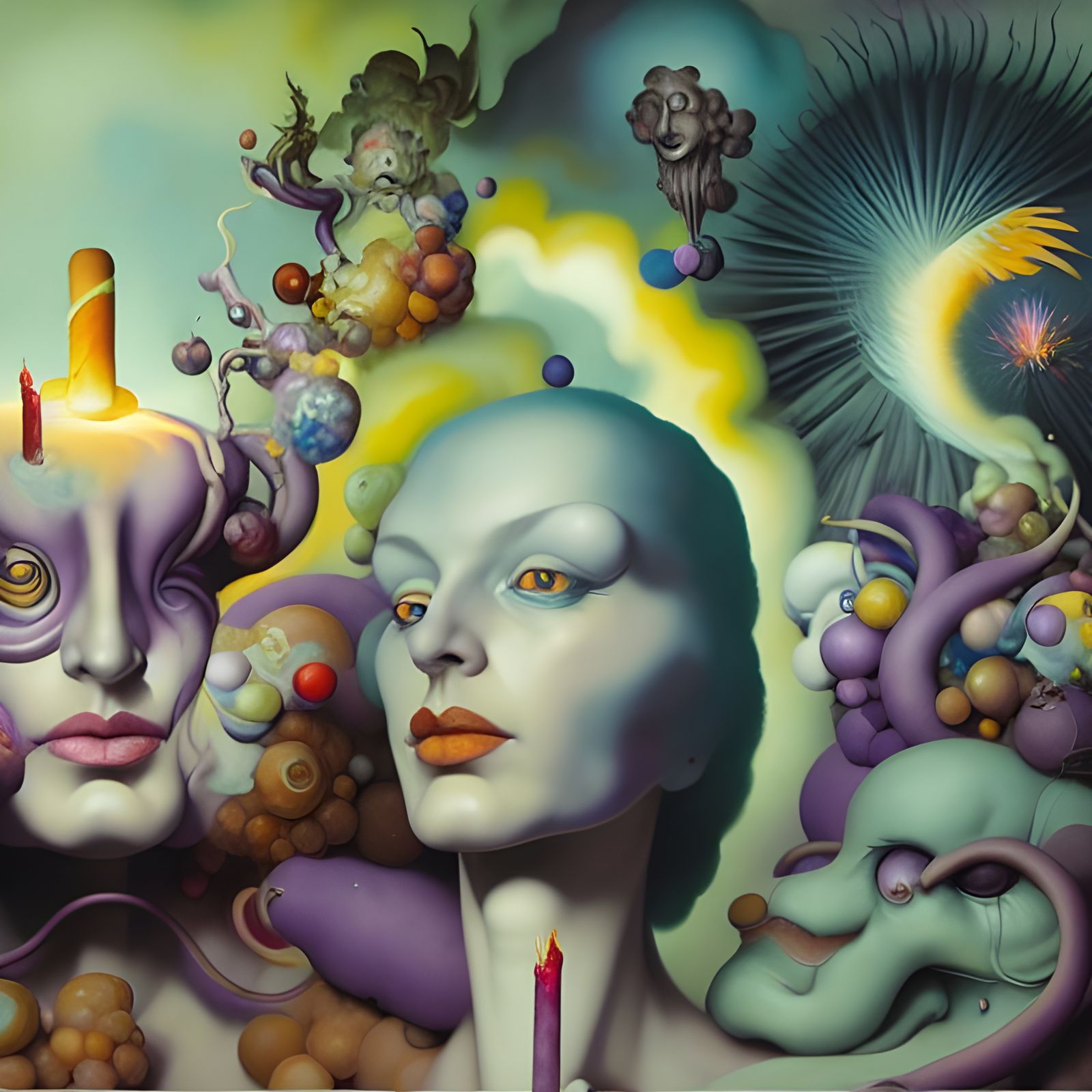 Surreal Matchstick Dogs and Fireworks with God Rays