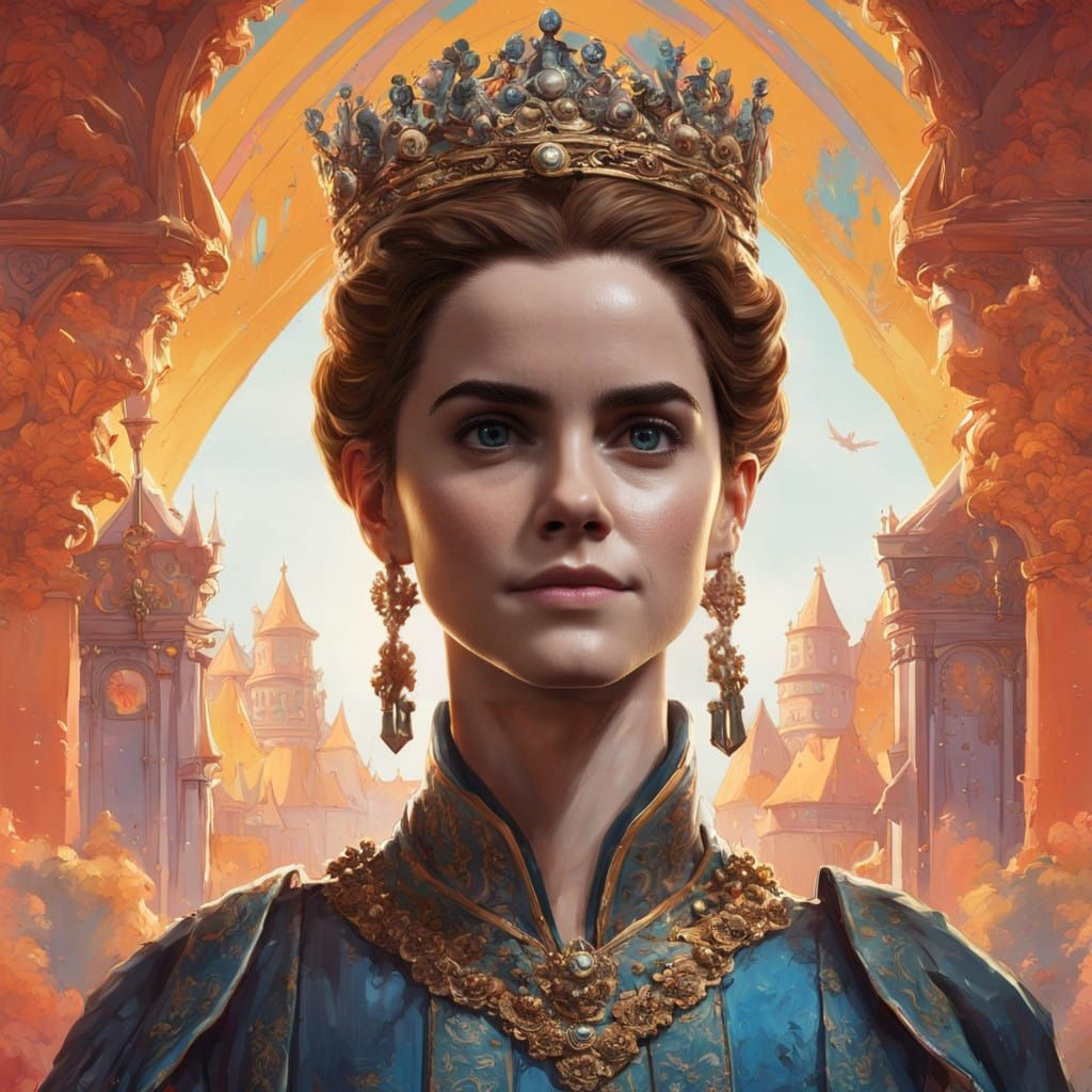 Hyperrealistic Clay Portrait of a Regal Queen in Vibrant Fan...