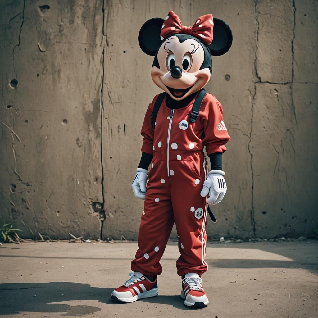 Minnie Mouse in Adidas Jumpsuit: Cinematic Still