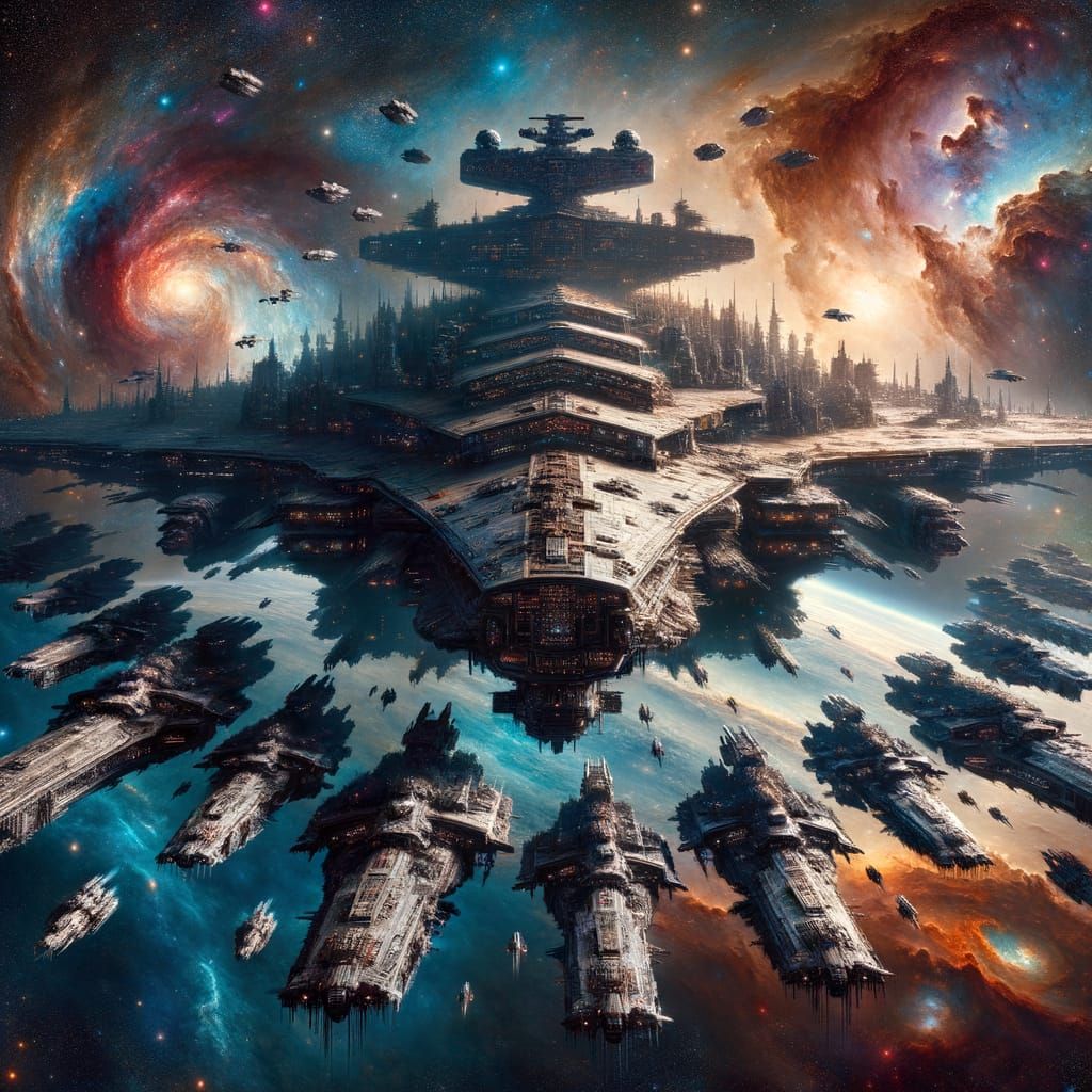 Majestic Galactic Battle Dreadnoughts in Cosmic Battle Array