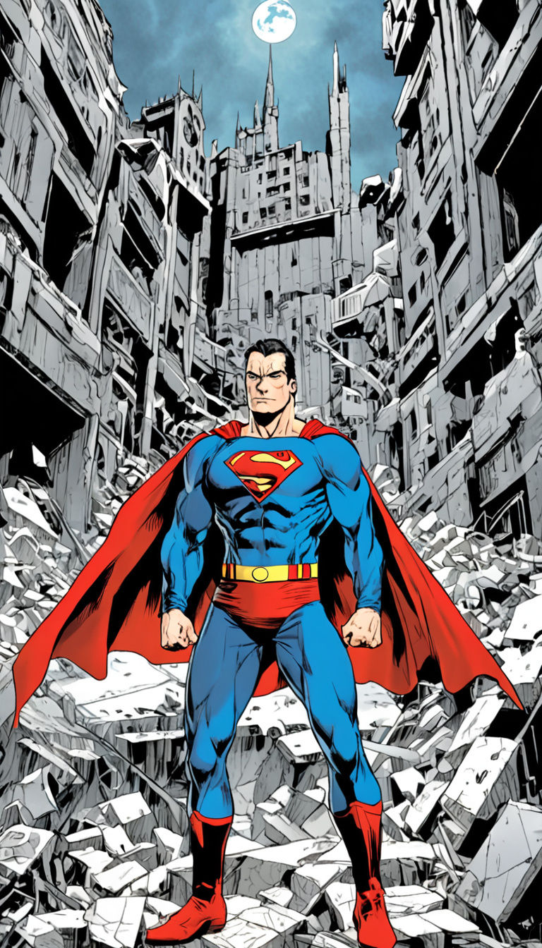 Cyberpunk Superman from Earth 2 in Fortress of Solitude
