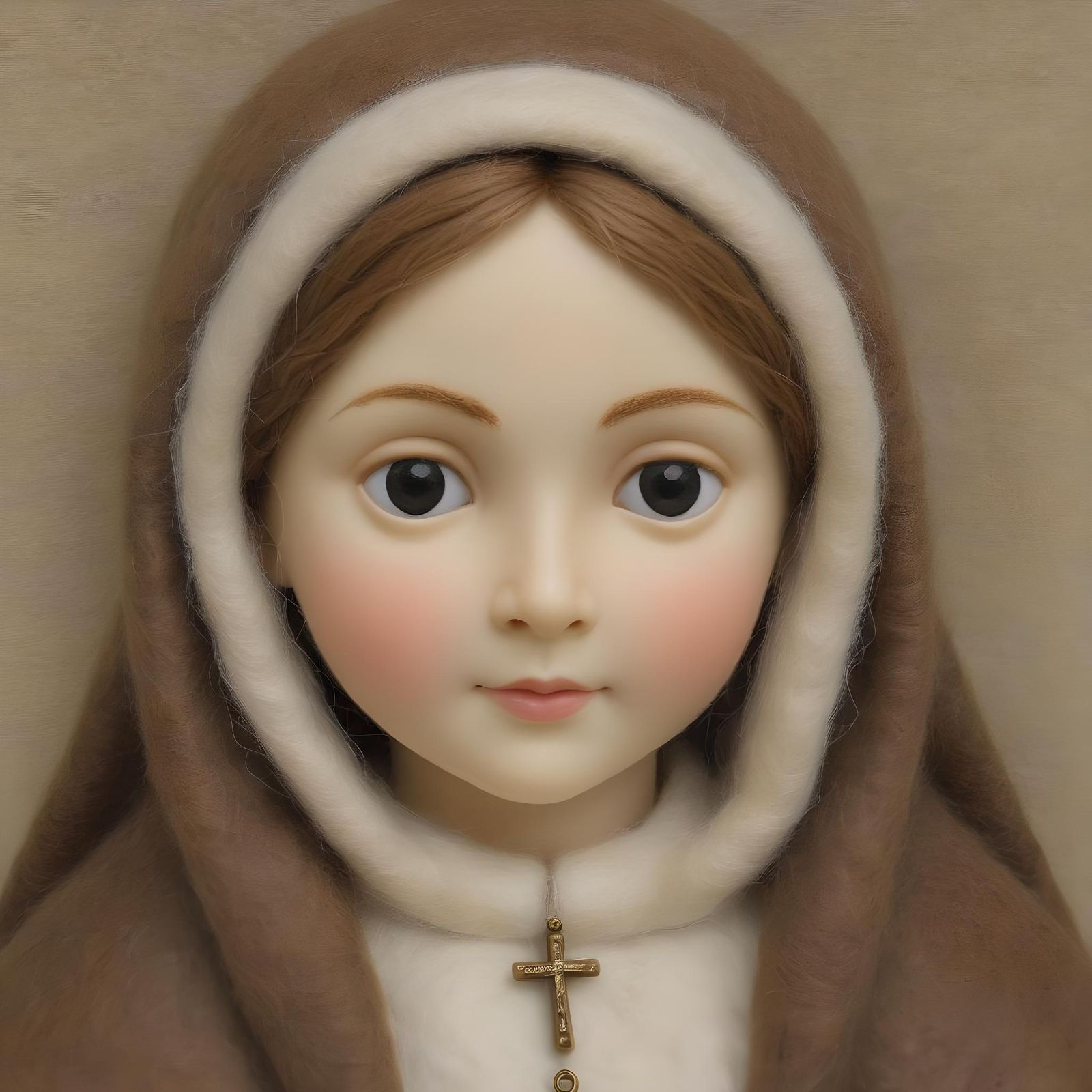 Needle-Felted St. Therese of Lisieux Close-Up