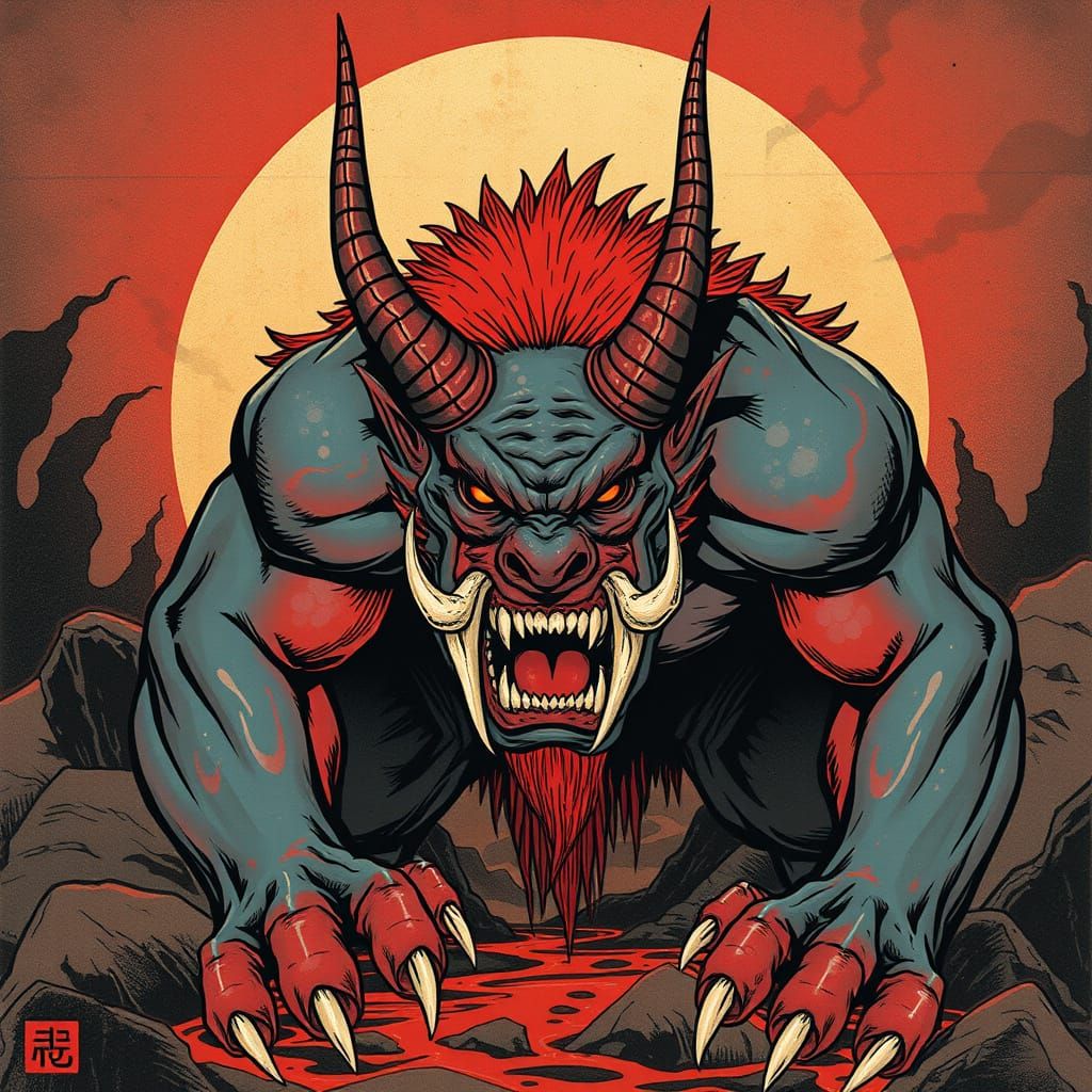 Menacing Oni Demon from Japanese Myth