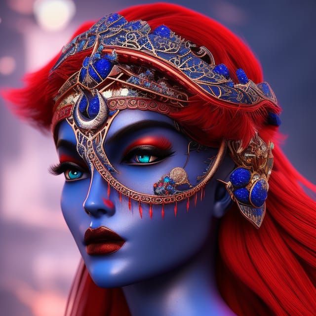 Moon Goddess Portrait in Gothic Art Style