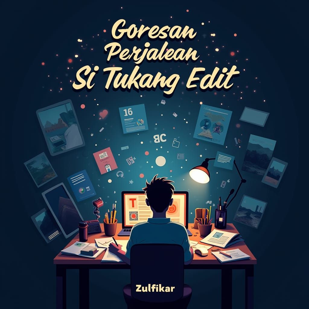 Graphic Designer's Journey: Elegant Dark Blue Book Cover