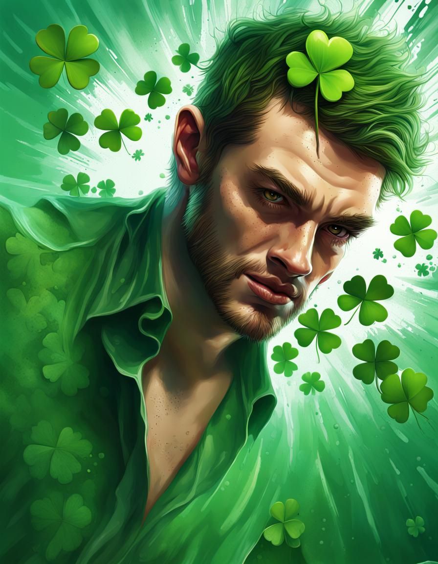 Hyperrealistic Four-Leaf Clover Splash Art