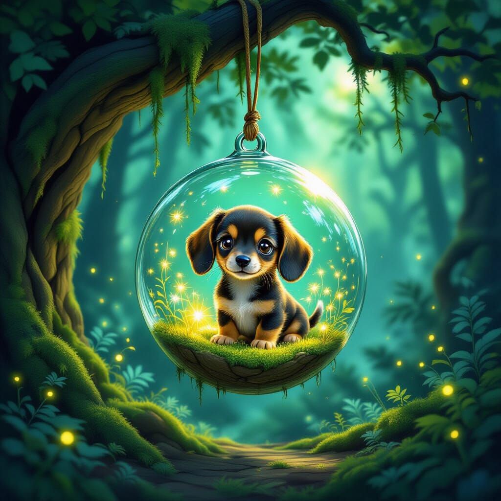 Adorable Dachshund in Enchanted Forest Orb