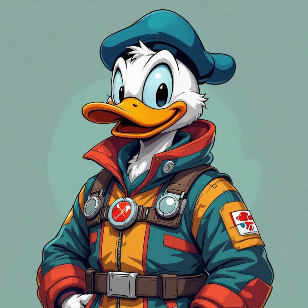 Donald Duck in Retro-Futuristic Costume