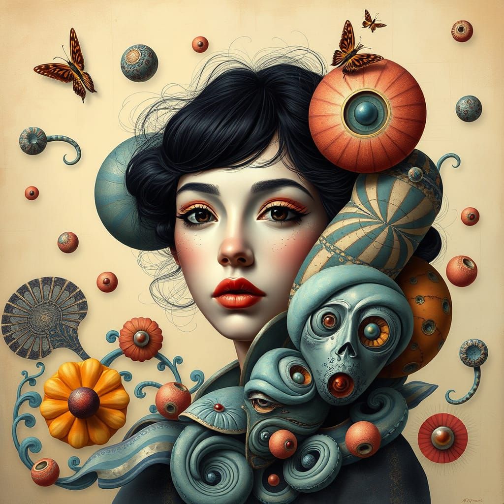 Surrealist Portrait in Pop Surrealist Style