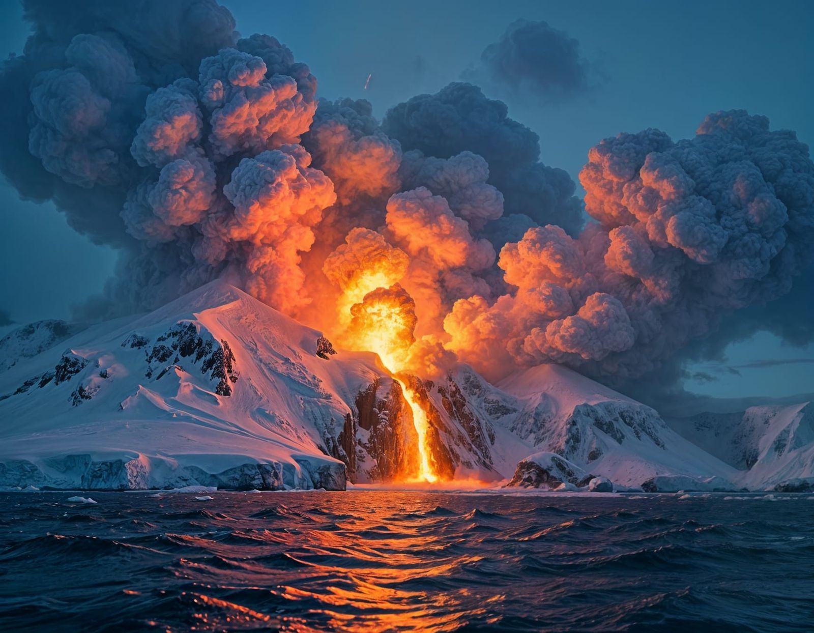 Antarctic Volcano Erupts with Fiery Lava Flow