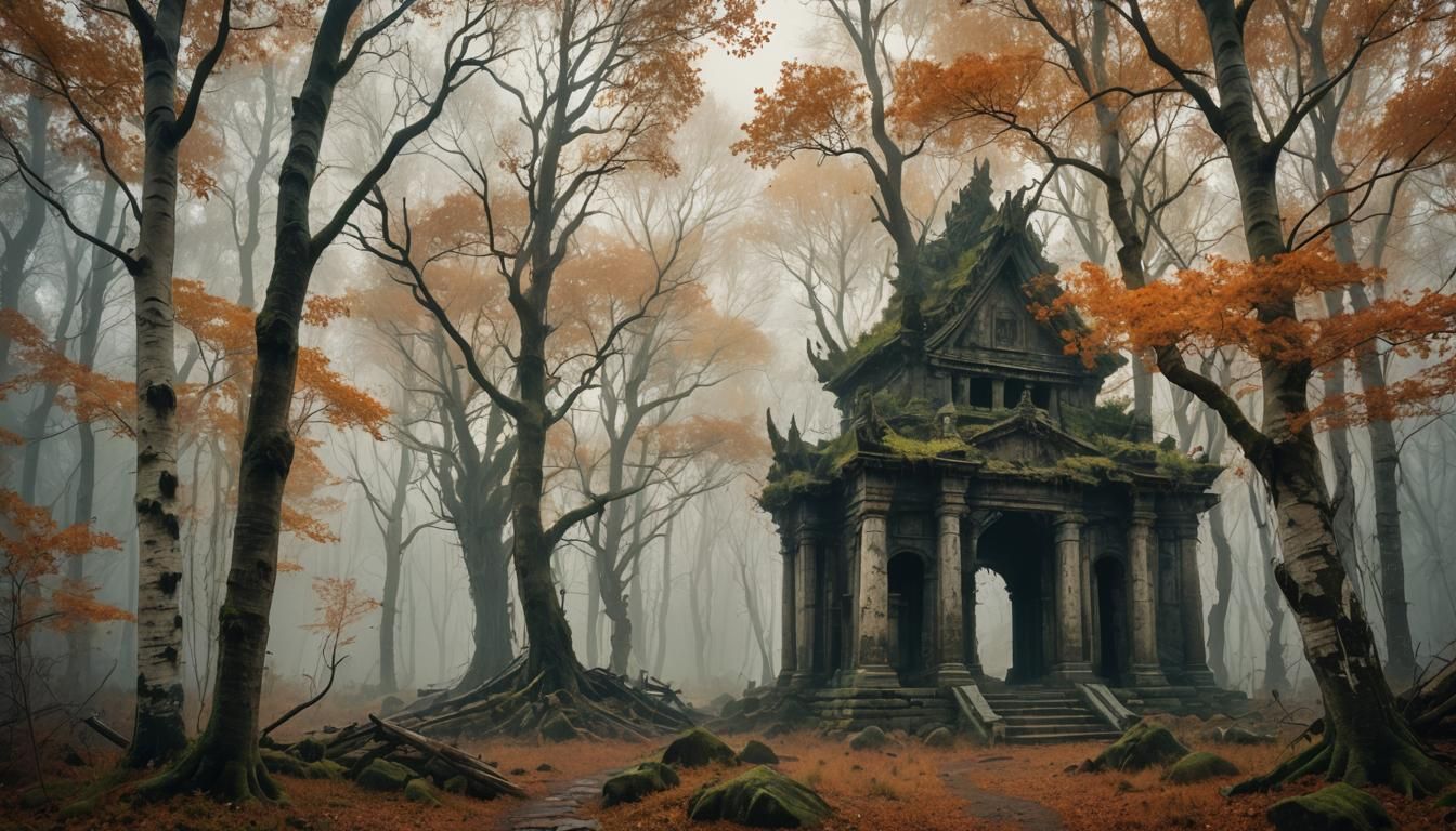 Mysterious Forest Path to Ancient Ruins