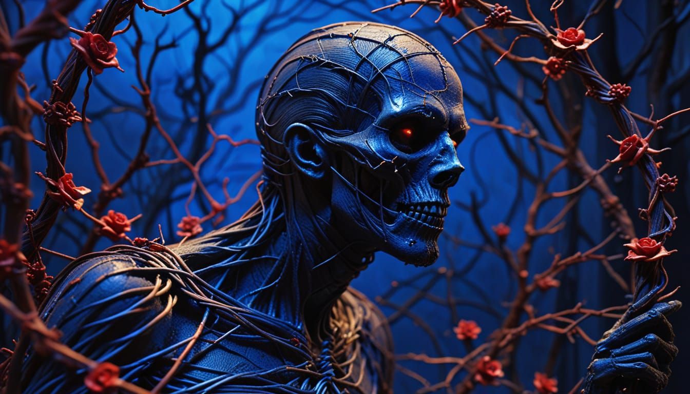 Barbed Wire Grim Reaper in Surrealist Style