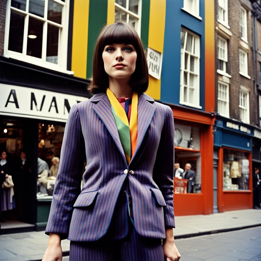 1960s Fashion on Carnaby Street: A Realistic Photo