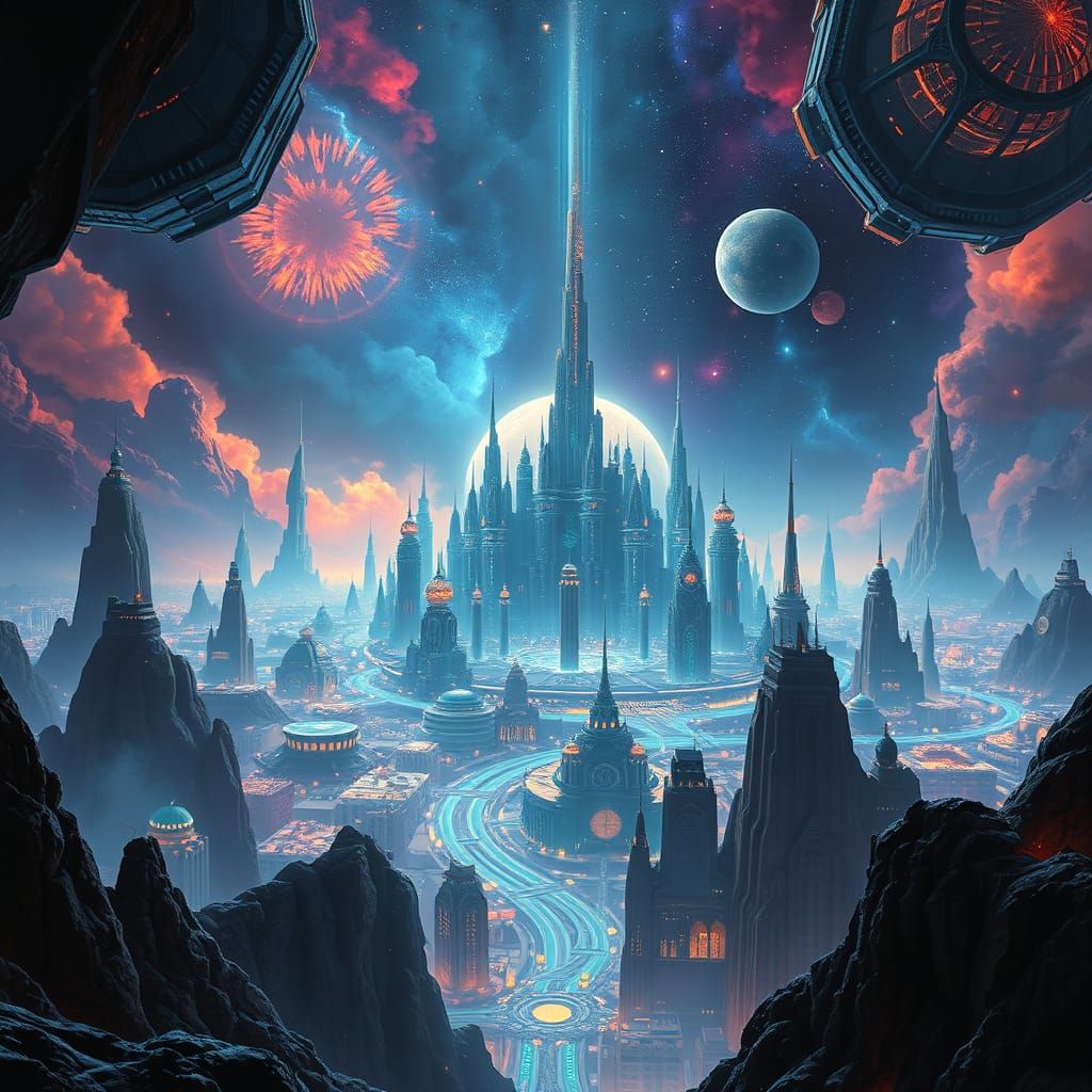 Cortexia: The AI Planet. A visually stunning digital paintin...