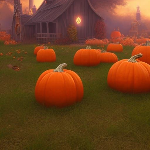 Fantastical Pumpkin Patch Concept Art