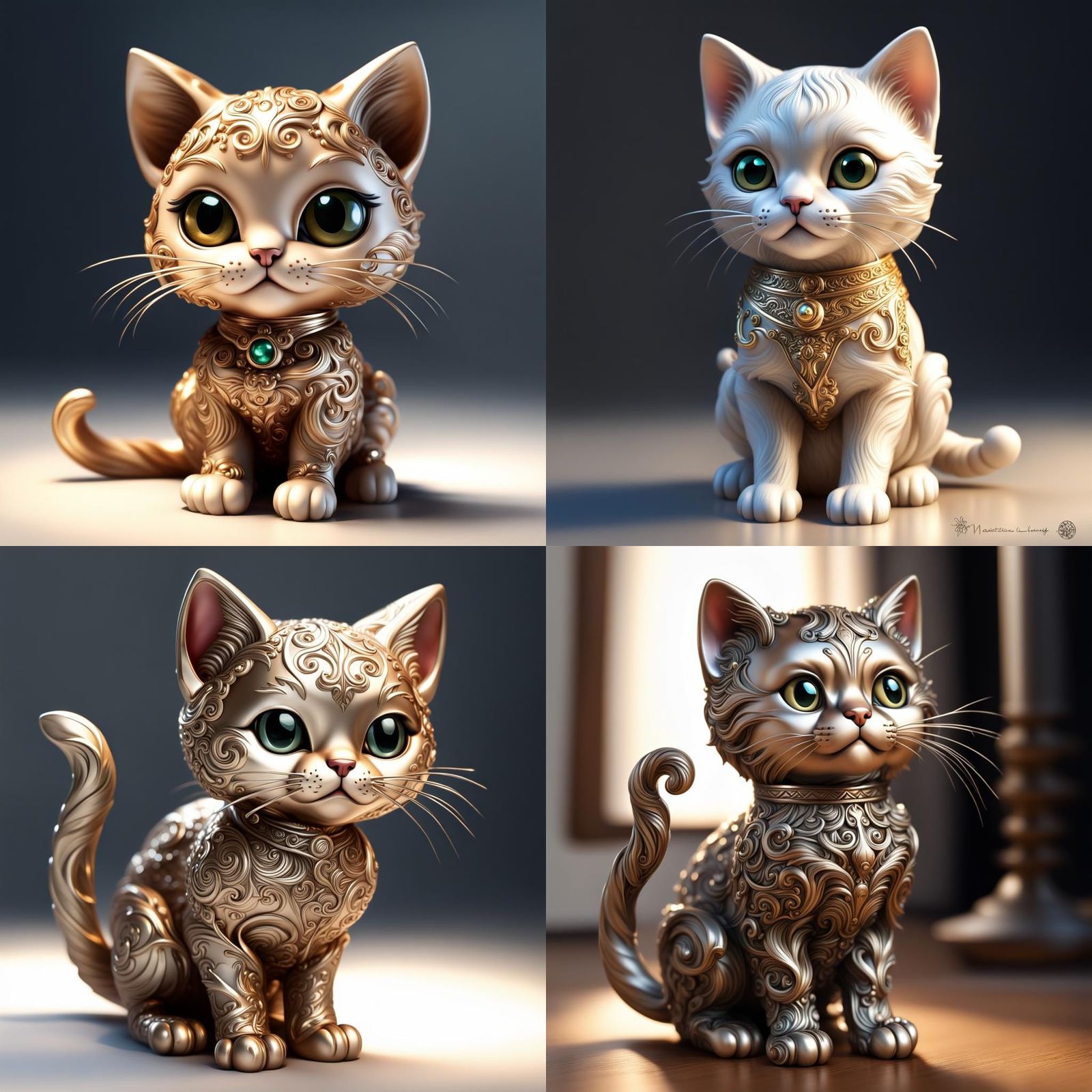 Chibi Cat Playing: Photorealistic Digital Art