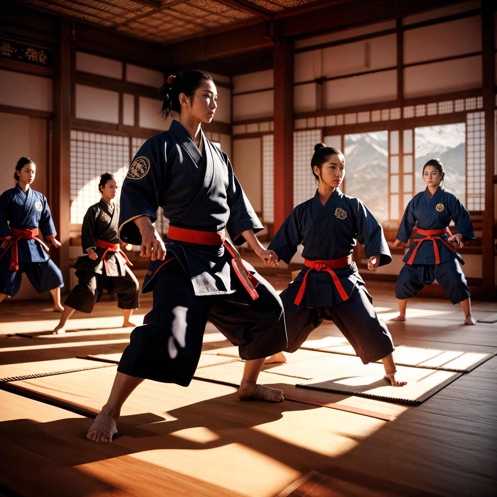 Stylized Dojo with Traditional Training Setup in 8K
