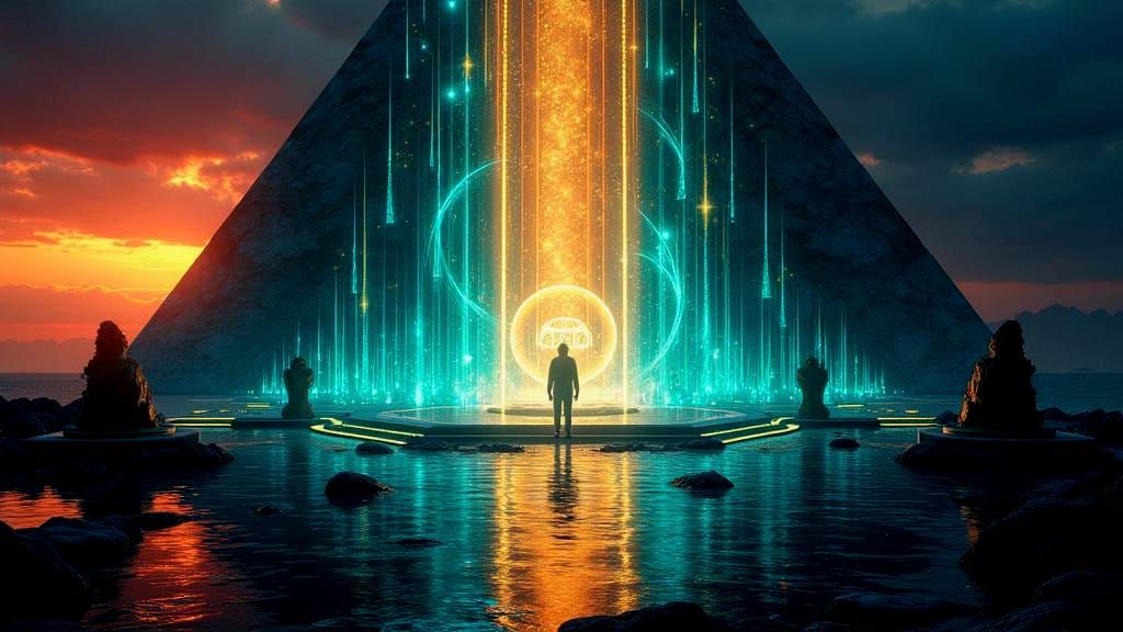 Atlantis Teleportation Device with Emerald Pyramid Temple