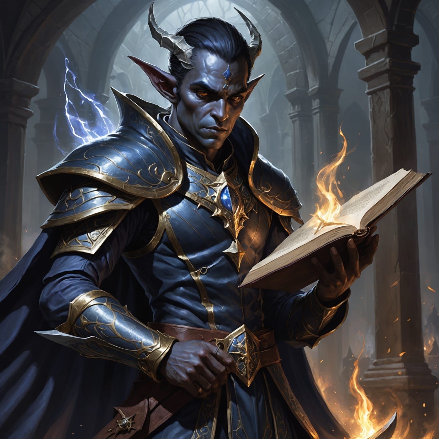 Dark Elf Sorcerer with Magical Shield