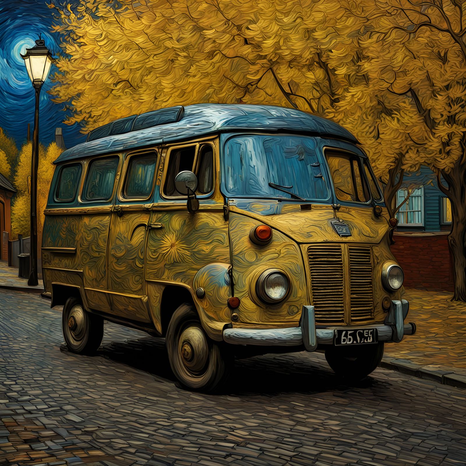 Hyperrealistic Van Gogh Van with Intricate Details
