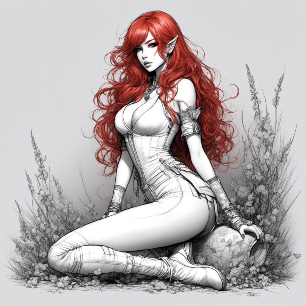 Anime Girl Portrait in Sketch Style