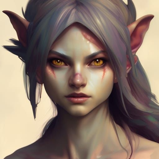 Detailed Portrait of Goblin Elf Hybrid Girl
