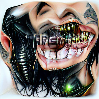 Sinister Alien-Human Hybrid Grin: Hyperrealistic 8K Artwork