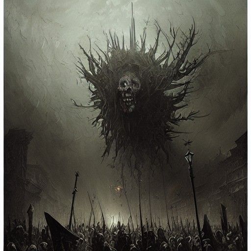 Horrifying Zombie Apocalypse in Engraving Style