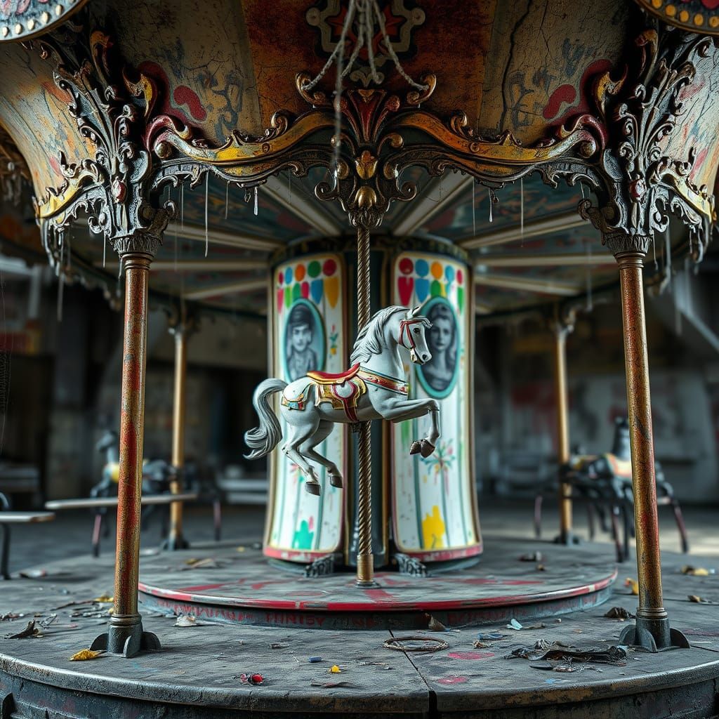 Abandoned Carousel Horse Comes Alive Graffiti Style