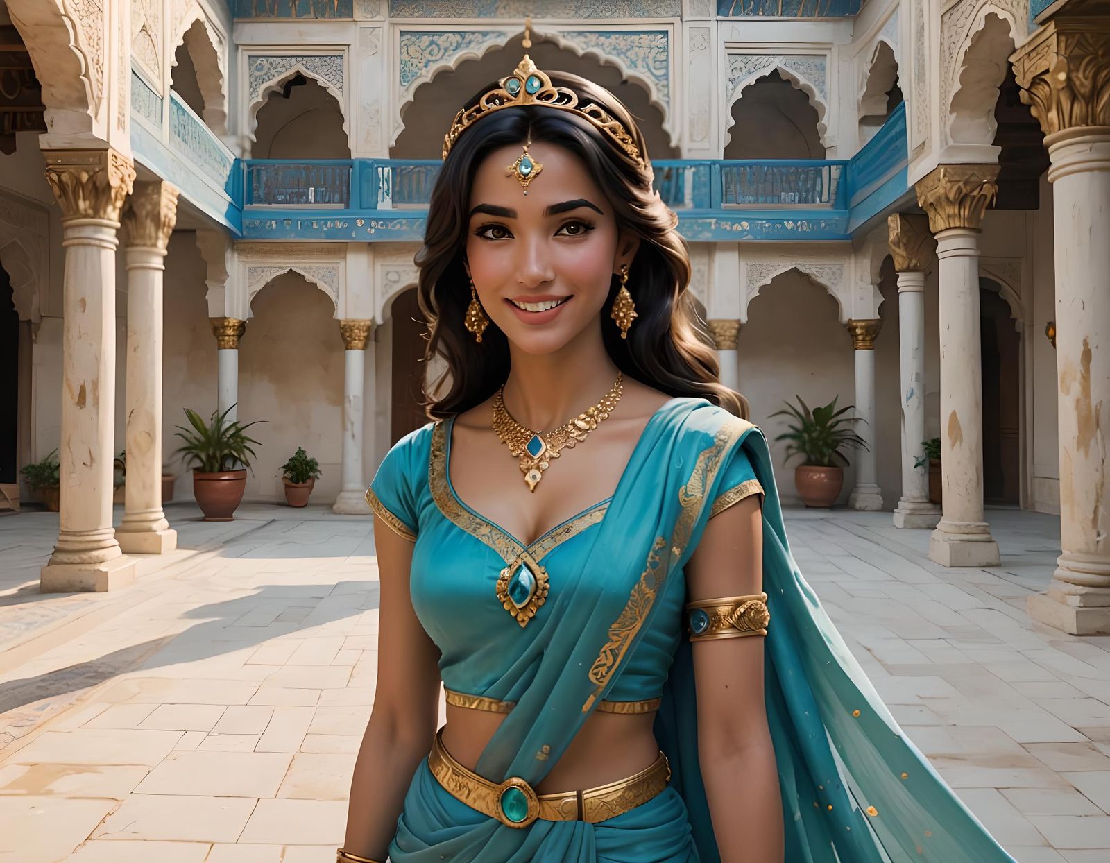 Princess Jasmine in Arabian Palace: Semi-Realistic Anime