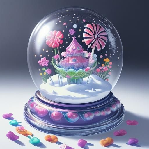 Potted Flowers in Snow Globe: Candy Art