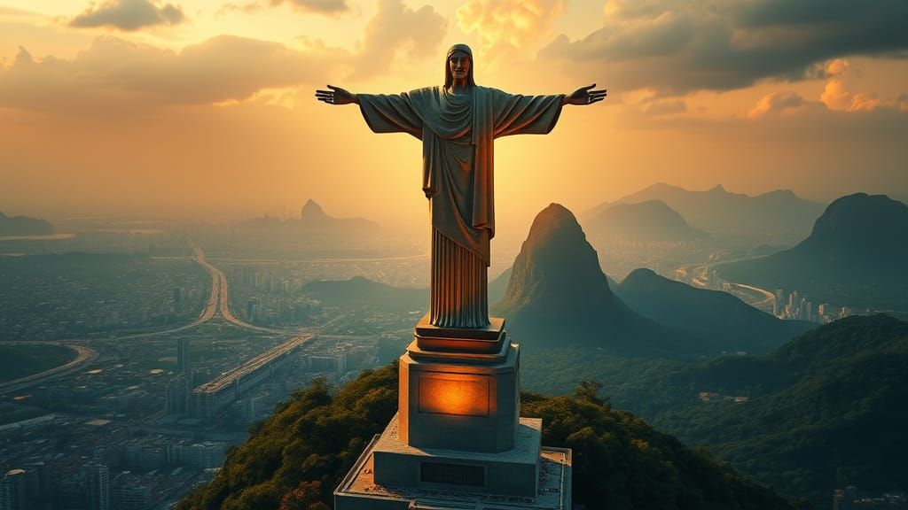 Ethereal Christus der Erlöser Statue Rises Over Rio de Janei...