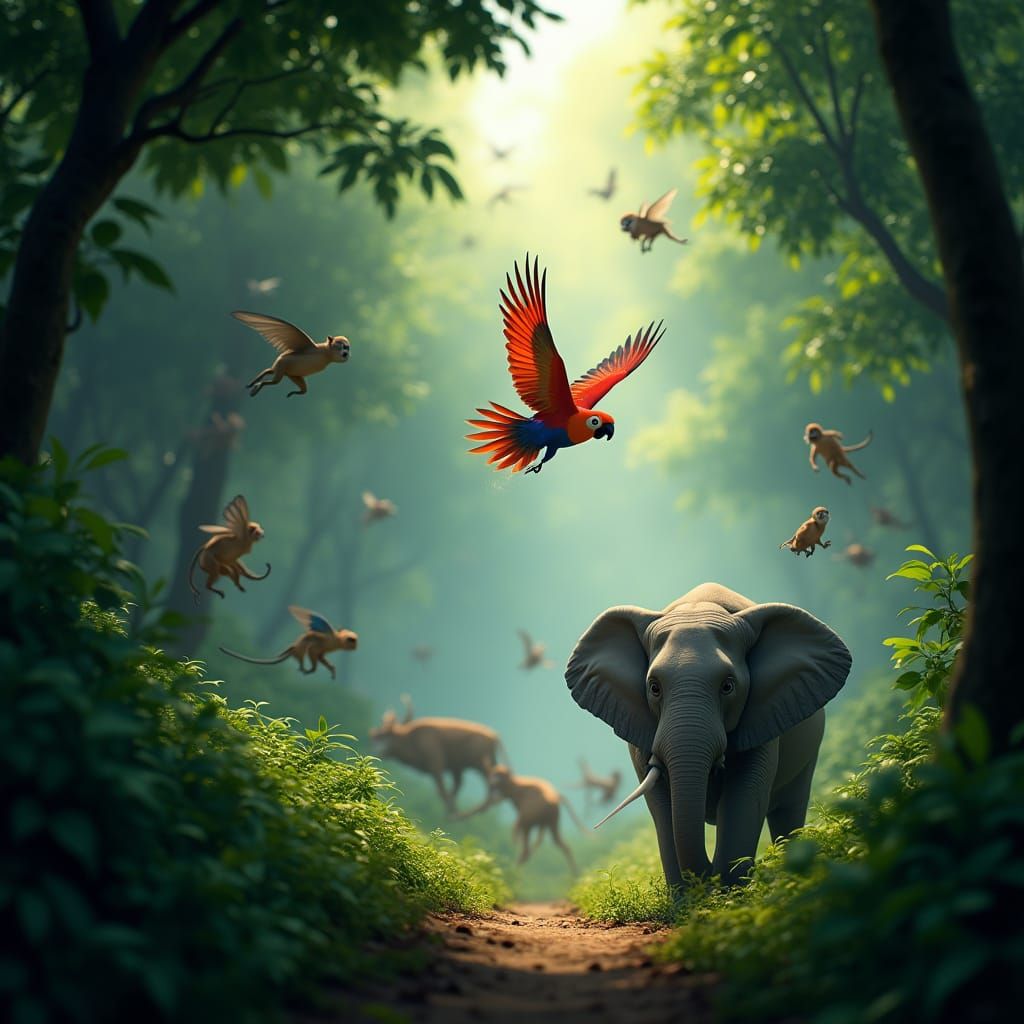 Jungle Pandemonium in 3D Pixar Style