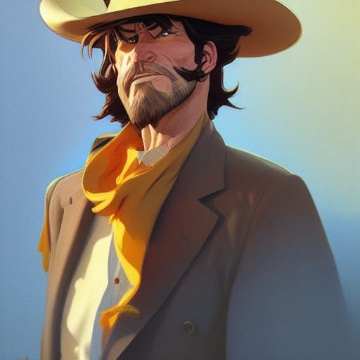 Lucky Luke Portrait in Art Nouveau Style