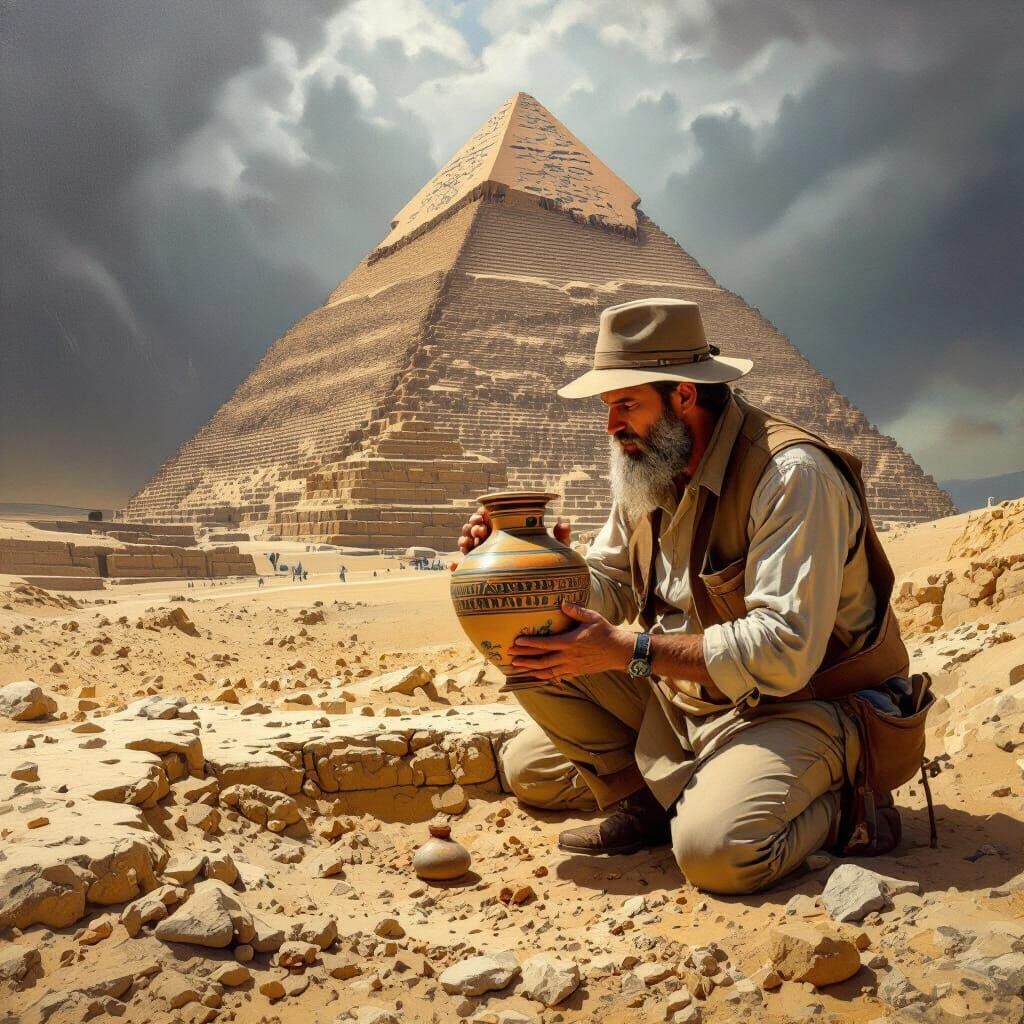 Archaeologist Finds Canopic Jar in Giza Pyramid During Storm