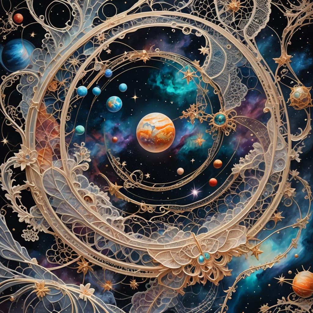 Lace Space Station: A Fantasy Oil Painting