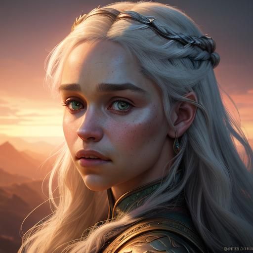 Daenerys Targaryen with Dragons: High-Fantasy Portrait