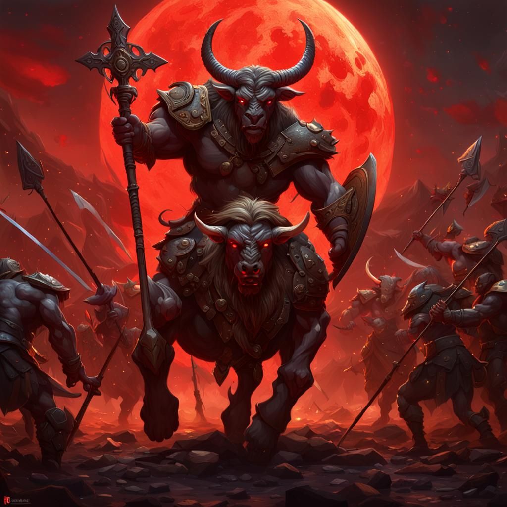 Epic Battle: Centaurs vs Minotaurs in Dark Fantasy