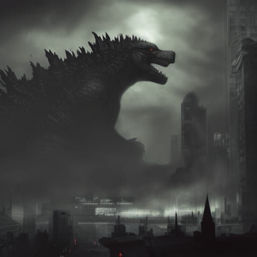 Godzilla's Sinister Rampage in a Post-Apocalyptic City